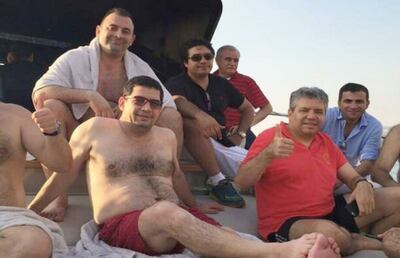 Hugo Velázquez y Juan Carlos Duarte, entre otros, durante un viaje que realizaron a Líbano.