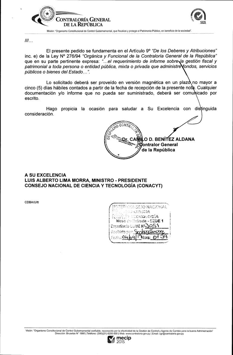 Pedido de informe de la Contraloría al Conacyt.