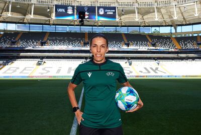 Stéphanie Frappart en el estadio donde se disputará la final.