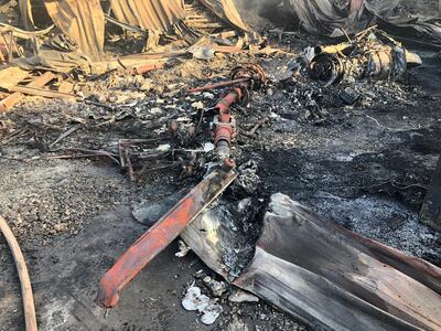 Así quedó el helicóptero tras el incendio / Bomberos.