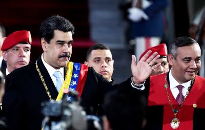 El dictador venezolano, Nicolás Maduro, junto con el presidente de la Corte Suprema, Maikel Moreno, leal al régimen socialista.