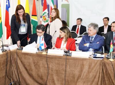 El ministro del Interior Euclides Acevedo, la viceministra Cecilia Pérez y el titular de la Senad Arnaldo Giuzzio.