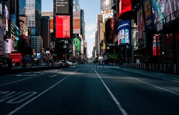 Vista de Times Square, Nueva York, el 22 de abril de 2020.