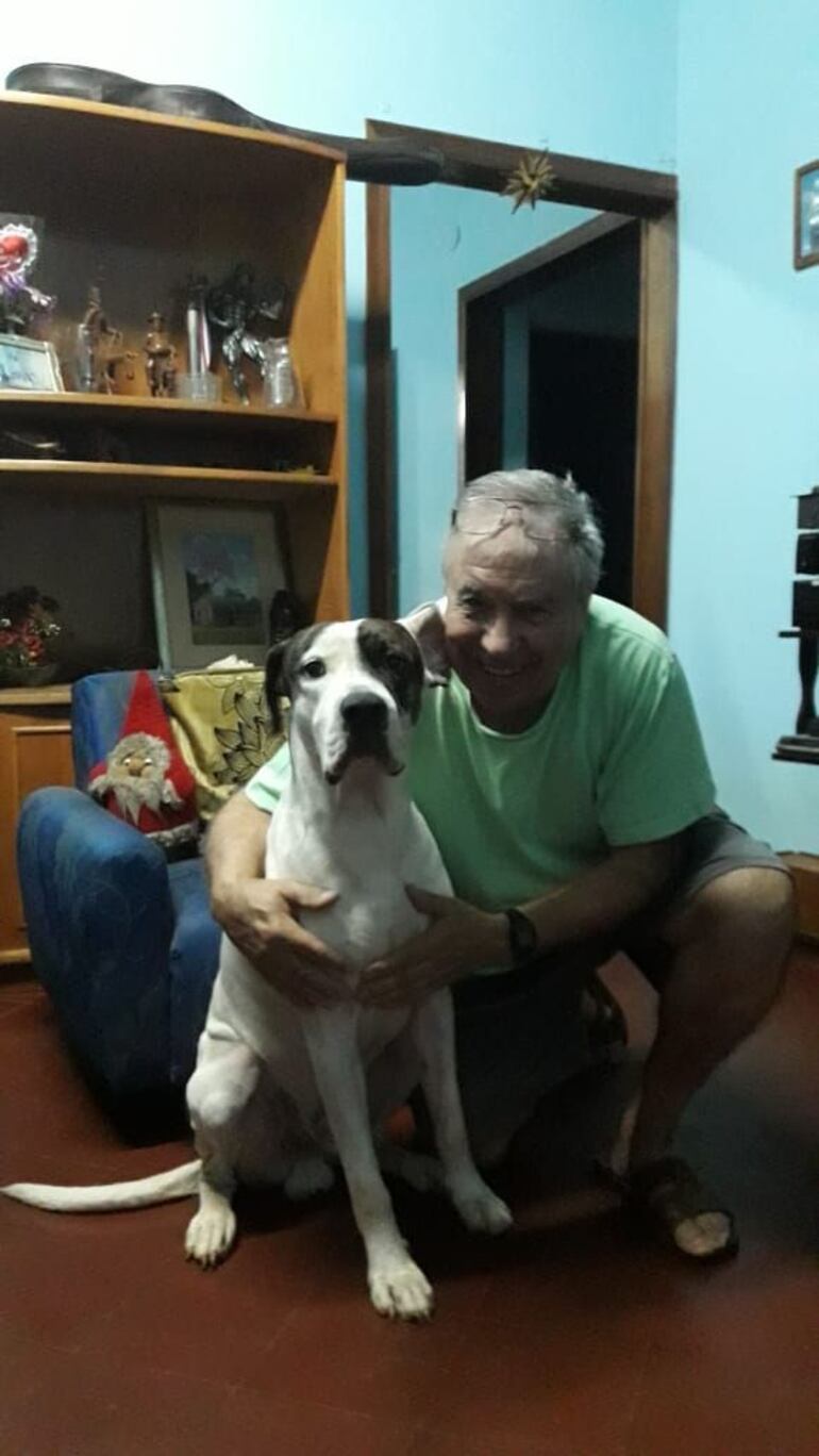 Pirata, un hermoso pitbull mestizo, se escapó un día de su casa y no supo volver. Oscar Palacios Larrosa (76) lo busca afanosamente.
