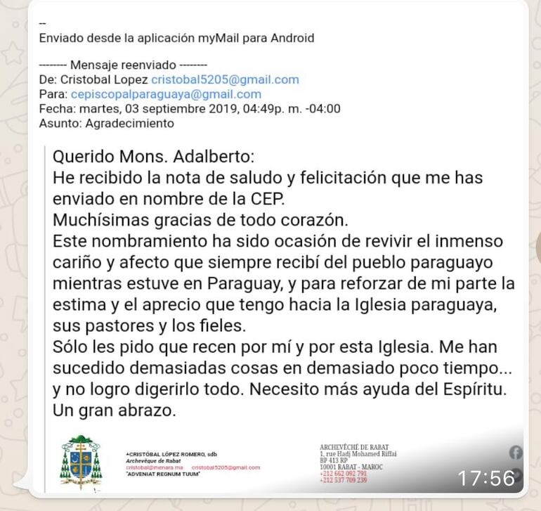 Respuesta del nuevo Cardinal, Cristobal López a la CEP.