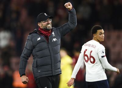 Klopp celebrando una nueva victoria de su equipo.