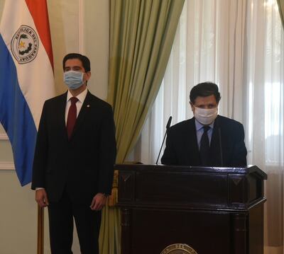 Federico González (i) y Euclides Acevedo, en una conferencia de prensa este lunes en Palacio de López.