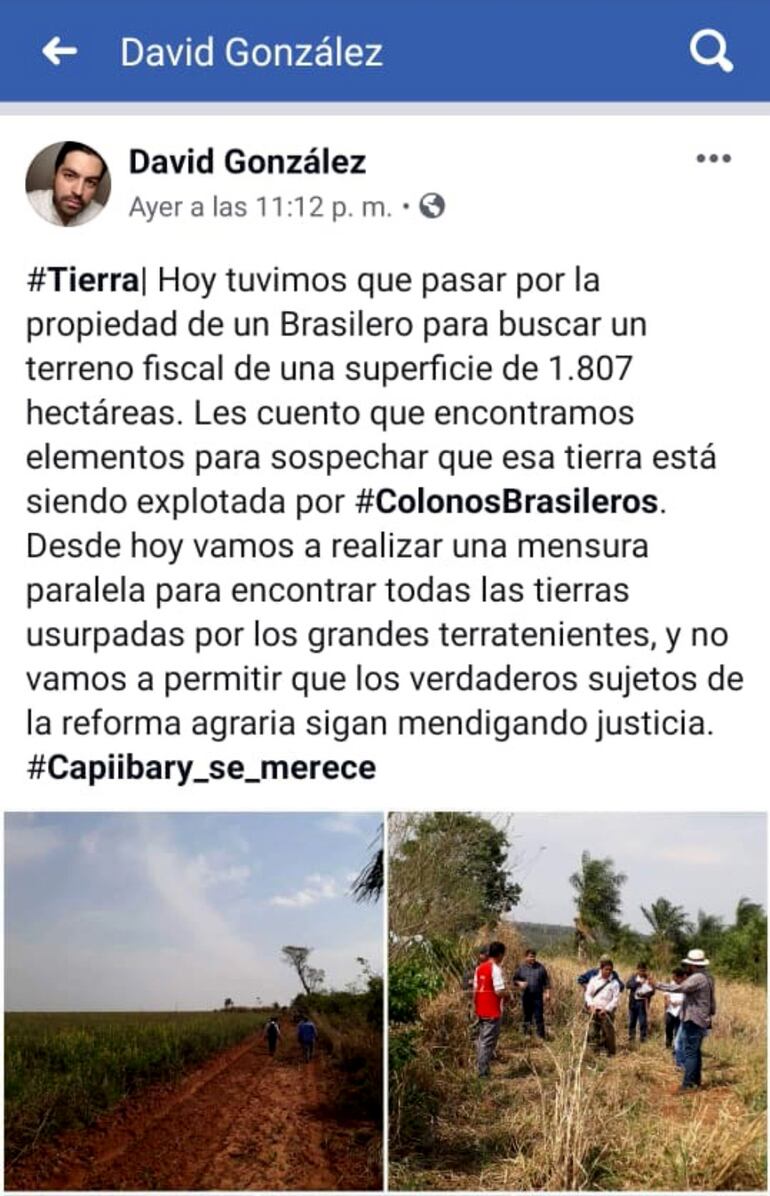 Intendente de Capiibary lideró grupo que ingresó sin permiso a propiedad.