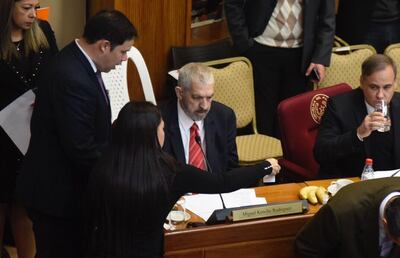 Miguel Fulgencio Rodríguez en su banca como senador.