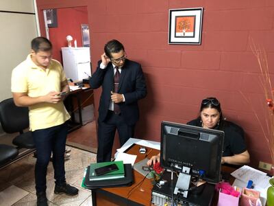 El intendente Miguel Prieto durante la presentación de la denuncia.