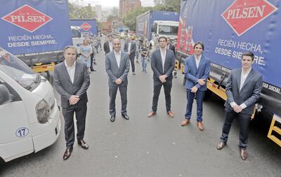 El gerente general de Cervepar, Roberto Correa de Araujo; el ministro de Salud, Julio Mazzoleni; Guillermo Martínez, Fernando Torres y Adi Mindikowski.