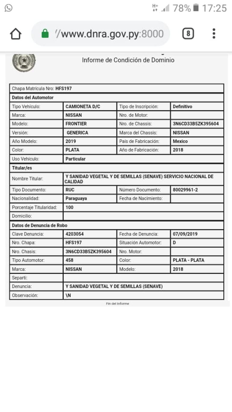 Documentos del vehículo.