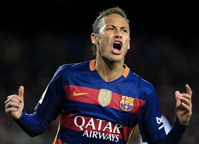 Neymar festejando un gol en la Copa del Rey en el 2016.