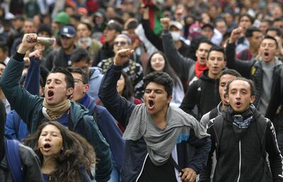 Protesta de estudiantes en Bogotá.