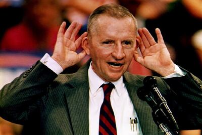 Ross Perot durante un acto político en octubre de 1992.
