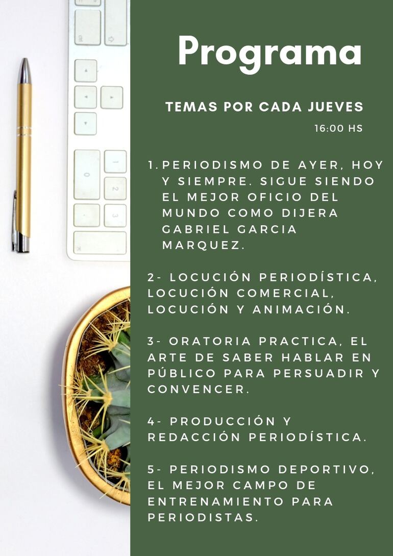 El programa del ciclo de charlas.