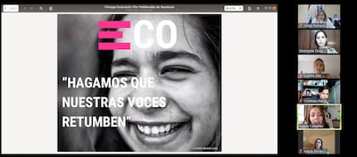 Todo el proceso del concurso fue enteramente virtual. Los temas para las apps a ser desarrollados se centraron en soluciones para la mujer.