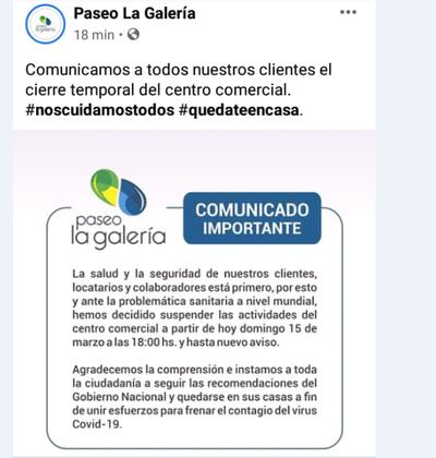 Shopping cierra su local de forma temporal