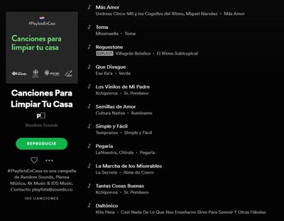 “Canciones para limpiar tu casa” es la primera playlist que salió el viernes pasado.