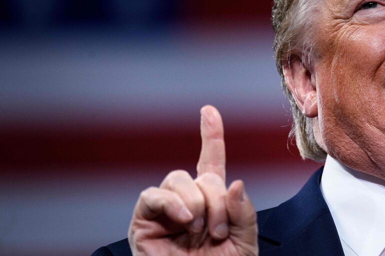 US President Donald Trump speaks during a Keep America Great rally at the Giant Center in Hershey, Pennsylvania on December 10, 2019. (Photo by Brendan Smialowski / AFP)