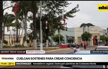 Cuelgan sostenes para crear conciencia