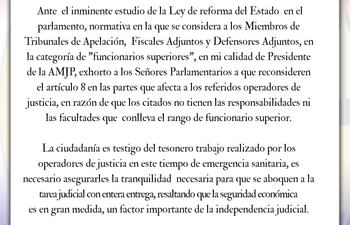 Comunicado de la Asociación de Magistrados Judiciales del Paraguay.