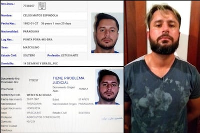 Celso Matos y Wenceslao Rojas, dos de las identidades falsas que Sergio de Arruda Quintiliano Netto, alias Minotauro, compró de la Policía paraguaya.
