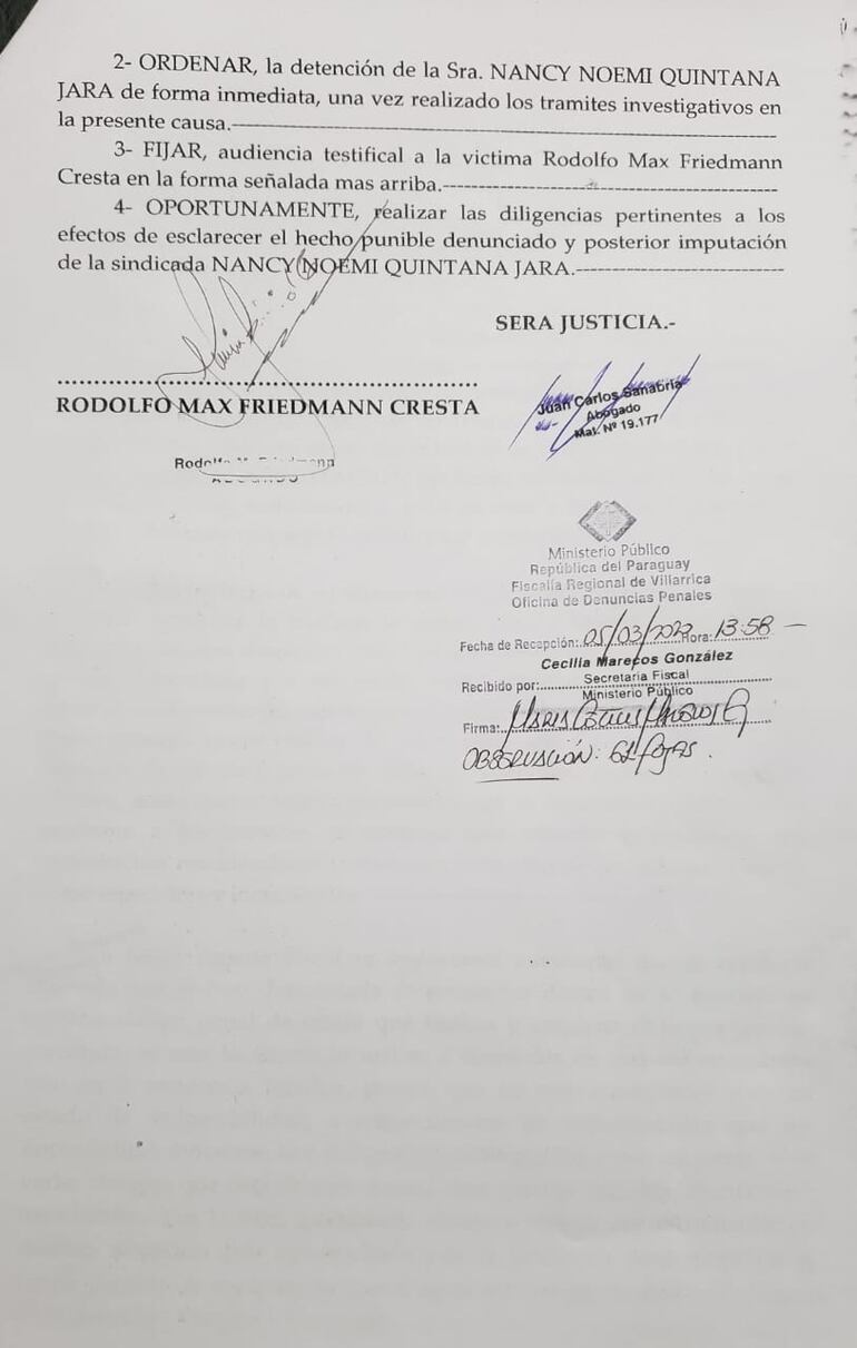 La denuncia fue radicada bajo patrocinio del abogado Carlos Sanabria.