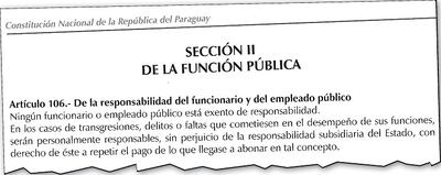 Artículo que compromete al exministro de Obras Públicas Ramón Jiménez Gaona, en caso de que se deba pagarle a Mota Engil los US$ 18 millones que reclama la firma.