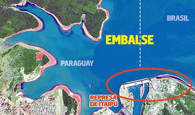 Debido a la crisis hidrológica del Paraná, la entidad tuvo que recurrir al uso de su enorme embalse (Foto satelital de DigitalGlobe).