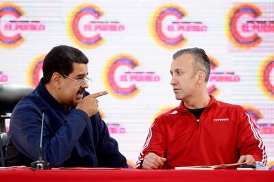 El dictador venezolano, Nicolás Maduro, junto a vicepresidente y ahora también ministro de Petróleo, Tareck El Aissami.