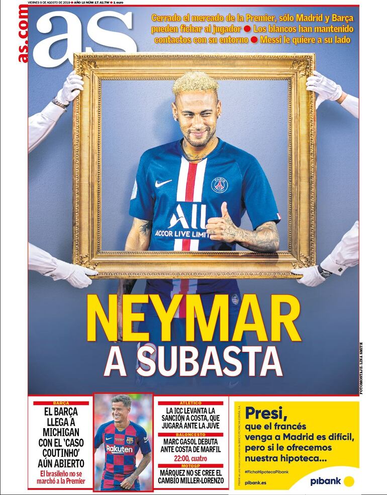 La portada del diario madrileño sobre el caso de Neymar entre el Barcelona y el Real Madrid.