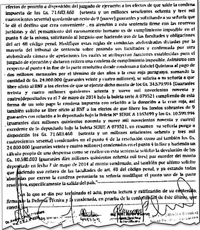 Facsímil del acta de la audiencia de comunicación de reglas de conducta.