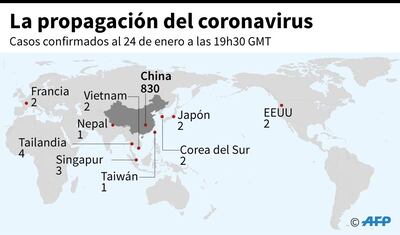 Países con casos confirmados de coronavirus.