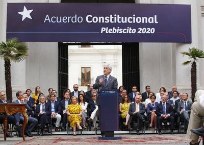 Acto de lanzamiento del plebiscito en la Casa de la Moneda.