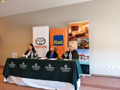 Berta Rojas y Paquito D' Rivera ofrecieron, esta mañana, una conferencia de prensa. Los acompañó Claudia Bobadilla, del Banco Itaú.