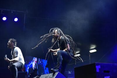 Bruno Ferreiro y Walter Cabrera, de Flou, se mostraron muy entregados al público, como el resto de la banda.