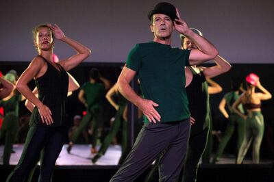 El actor español Antonio Banderas durante el ensayo del musical "A Chorus Line".