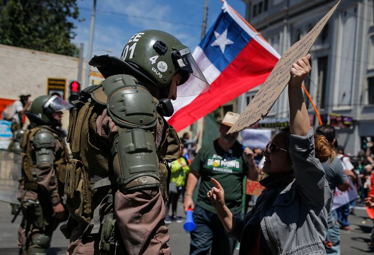 Protestas en Santiago de Chile.