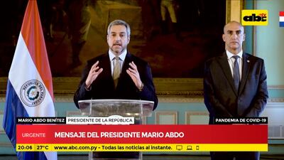 El presidente Mario Abdo Benítez anunció la extensión de la cuarentena, y el aislamiento total del 21 al 28 de marzo.
