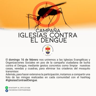 Afiche promocional de la campaña "Iglesias contra el dengue".
