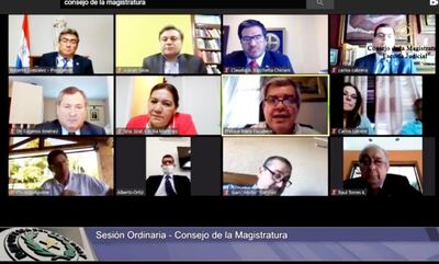 Sesión ordinaria  virtual del Consejo de la Magistratura, llevada a cabo ayer. Trataron el caso de la construcción de la sede propia, paralizada hace 4 años.