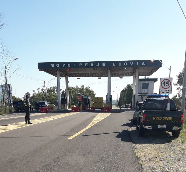 El tránsito es casi nulo en el puesto de Peaje Ecovia Ramal Luque - San Bernardino.