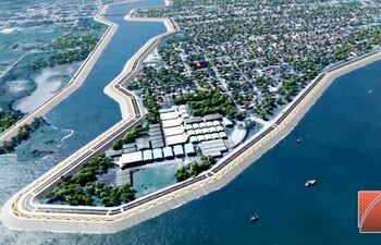 Diseño virtual de la futura franja costera de la ciudad de Pilar. La obra fue adjudicada por el MOPC al Consorcio CTC.