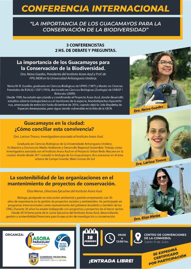 Invitación para Congreso Internacional sobre guacamayos