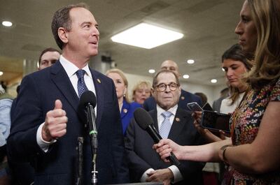 El congresista demócrata Adam Schiff, líder de los “fiscales”  que actúan en el “impeachment” contra Donald Trump.