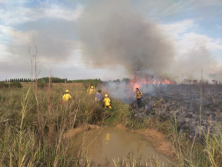 La lucha contra el fuego fue totalmente desigual 