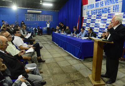 La reunión partidaria en la sede del Partido Liberal, este martes.