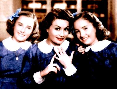 Mirtha y Sylvia Legrand, junto a la actriz cómica Niní Marshall, en su debut cinematográfico.