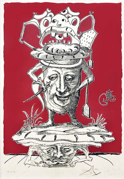 Obra que forma parte de la serie “Los sueños caprichosos de Pantagruel”, y uno de los grabados que podrá verse a partir de hoy en el Centro Cultural Juan de Salazar.